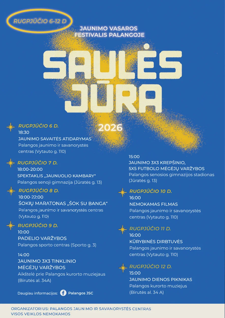 Jaunimo savaitė Palangoje „Saulės jūra“ 2026