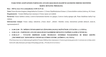 Paskutinio Aukštaitijos partizano Antano Kraujelio-Siaubūno 60-ųjų mirties metinių minėjimas