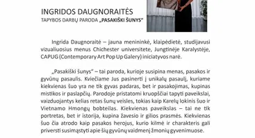 Ingridos Daugnoraitės tapybos darbų paroda „Pasakiški šunys“