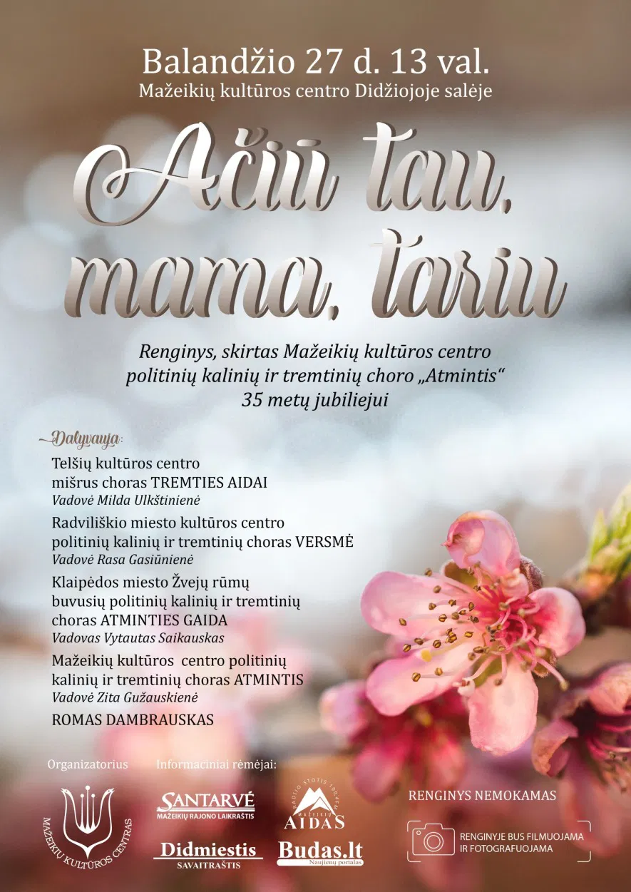 Koncertas „Ačiū tau, mama, tariu“ / 2025 Koncertas „Ačiū tau, mama, tariu“ / 2025