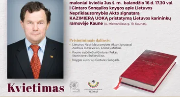 Gintaro Songailos knygos apie Lietuvos Nepriklausomybės Akto signatarą Kazimierą Uoką pristatymas