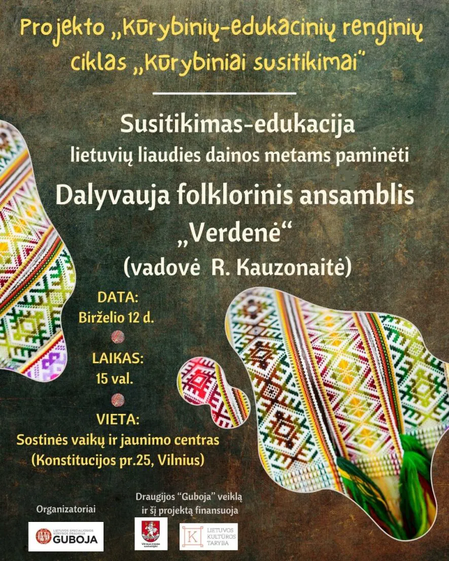 Projekto „Kūrybinių-edukacinių renginių ciklo „Kūrybiniai susitikimai“ susitikimas-edukacija Projekto „Kūrybinių-edukacinių renginių ciklo „Kūrybiniai susitikimai“ susitikimas-edukacija