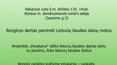 Muzikinė vakaronė su jaunimu "Nupinkime lietuvių liaudies dainų pynę"