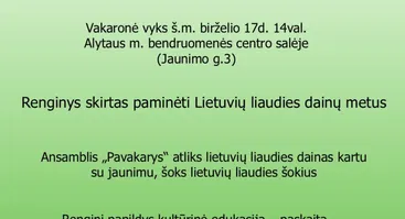 Muzikinė vakaronė su jaunimu "Nupinkime lietuvių liaudies dainų pynę"
