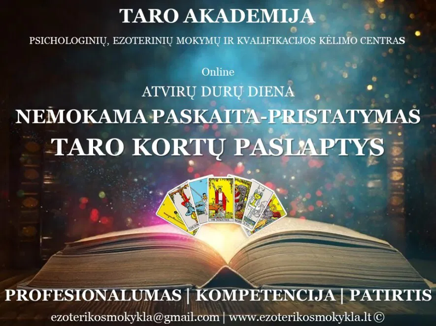 Online – NEMOKAMA PASKAITA | TARO KORTŲ PASLAPTYS - RUGSĖJO 23 d. Online – NEMOKAMA PASKAITA | TARO KORTŲ PASLAPTYS - RUGSĖJO 23 d.