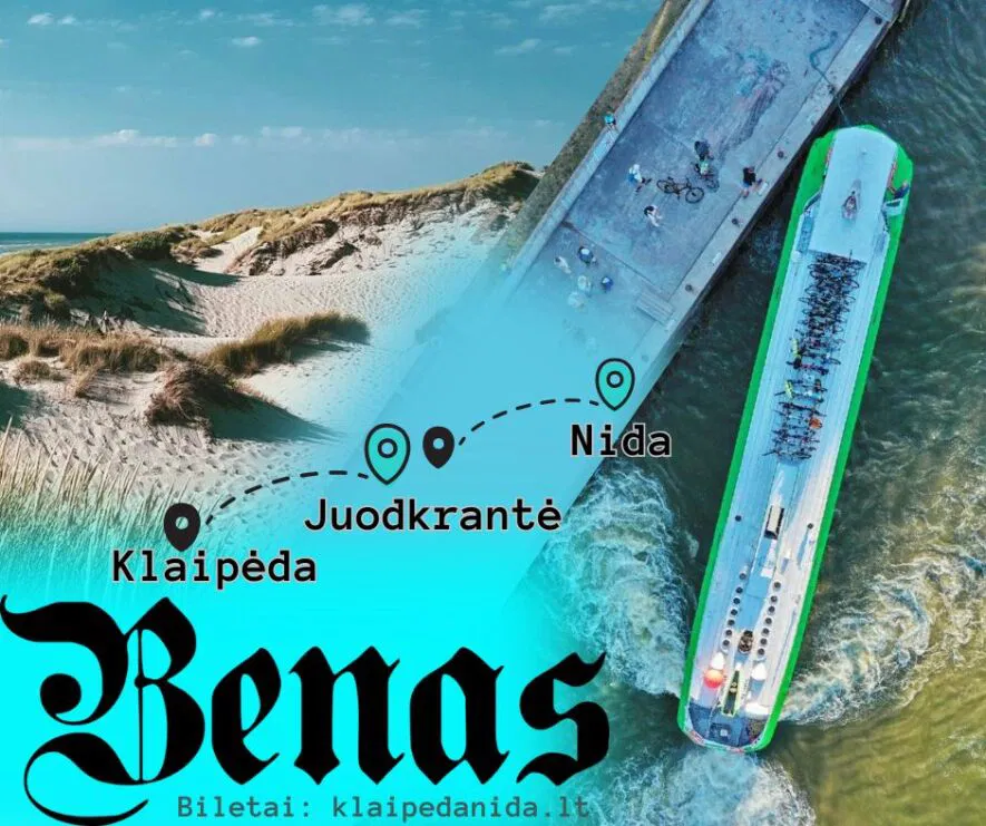 Pažintinė kelinė per Kuršių marias Klaipėda - Juodkrantė - Nida su laivu ,,Benas Pažintinė kelinė per Kuršių marias Klaipėda - Juodkrantė - Nida su laivu ,,Benas