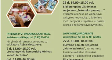 Socialinio recepto renginiai senjorams – liepos programa