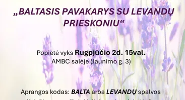BALTASIS PAVAKARYS SU LEVANDŲ PRIESKONIU