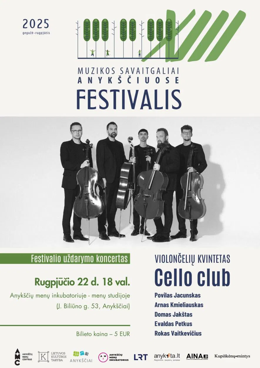 Violončelių kvinteto „Cello club“ koncertas. XIII-asis festivalis „Muzikos savaitgaliai Anykščiuose“ Violončelių kvinteto „Cello club“ koncertas. XIII-asis festivalis „Muzikos savaitgaliai Anykščiuose“