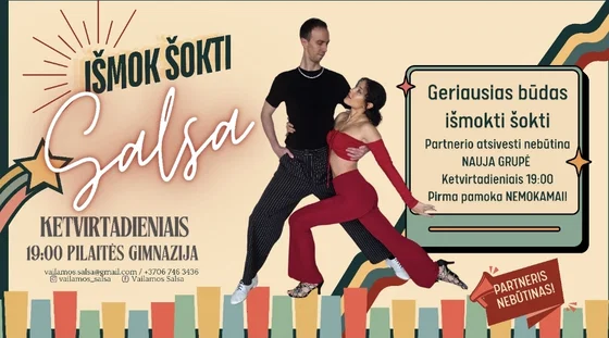 LEARN SALSA - šokių pamokos pradedantiesiems NAUJA GRUPĖ