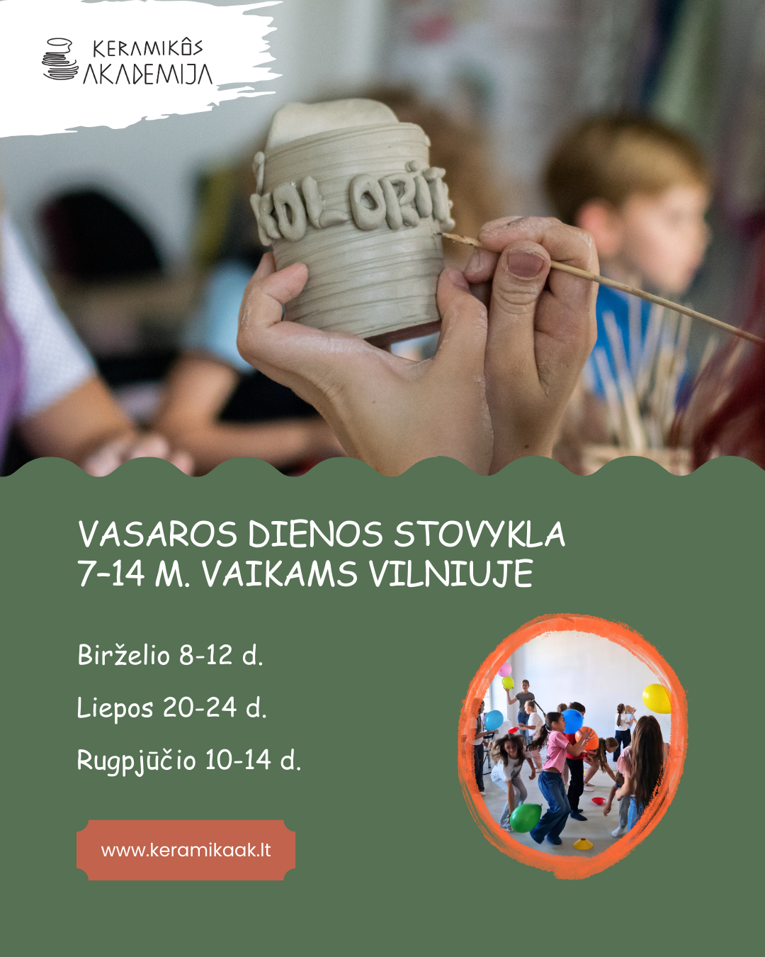 Keramikos dienos stovykla vaikams Vilniuje