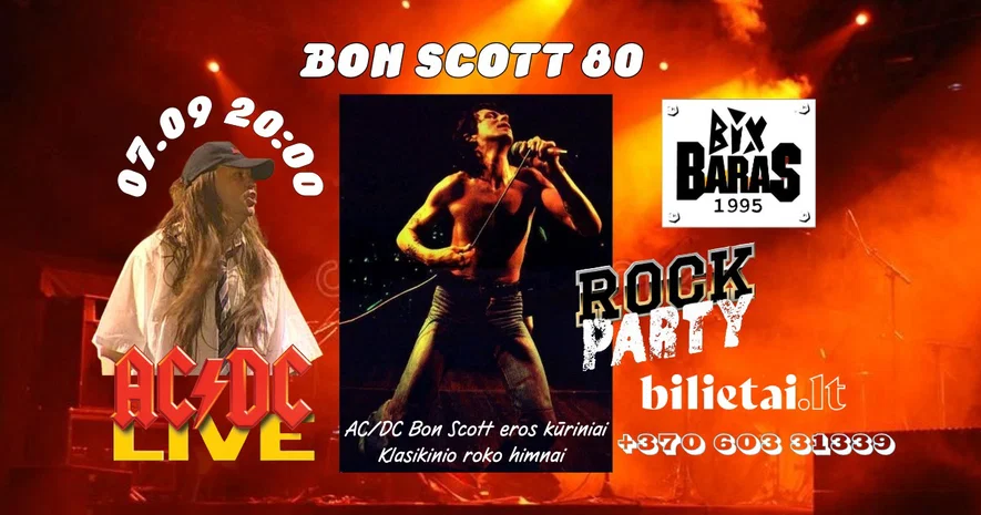 Bon Scott 80 - Ąžuolas Stanevičius | Klasikinio roko naktis Vilniuje Kt 2026-07-09 • 20:00 - 22:00