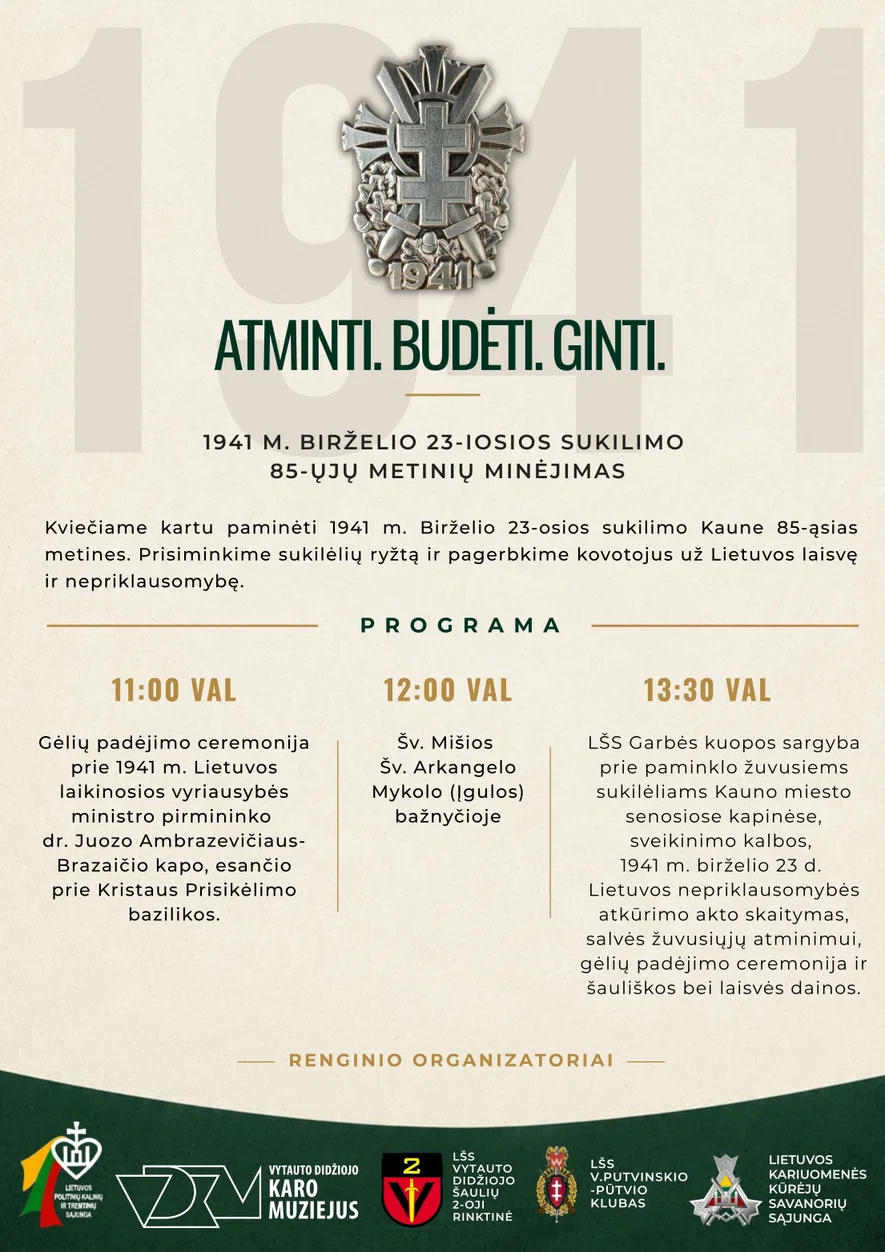 Birželio sukilimo 85-ųjų metinių minėjimas