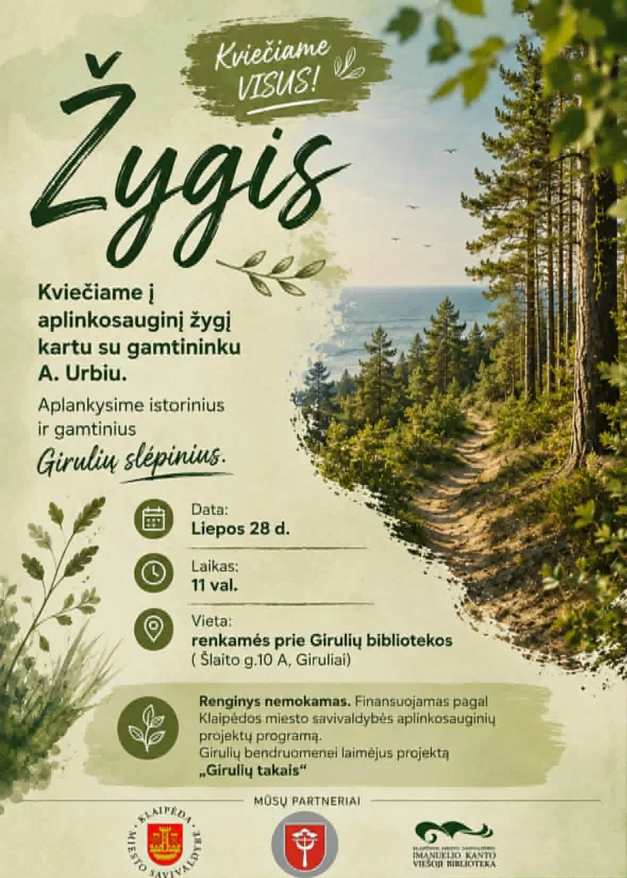Aplinkosauginis žygis Giruliuose kartu su gamtininku A. Urbiu