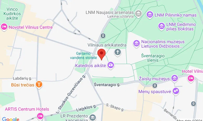 Prie Vilniaus katedros varpinės laiptų (Katedros aikštė 1, Vilnius) žemėlapis
