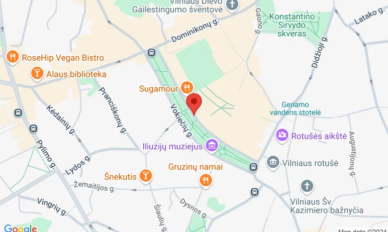 Skulptūra "Barbora" Vokiečių gatvėje žemėlapis