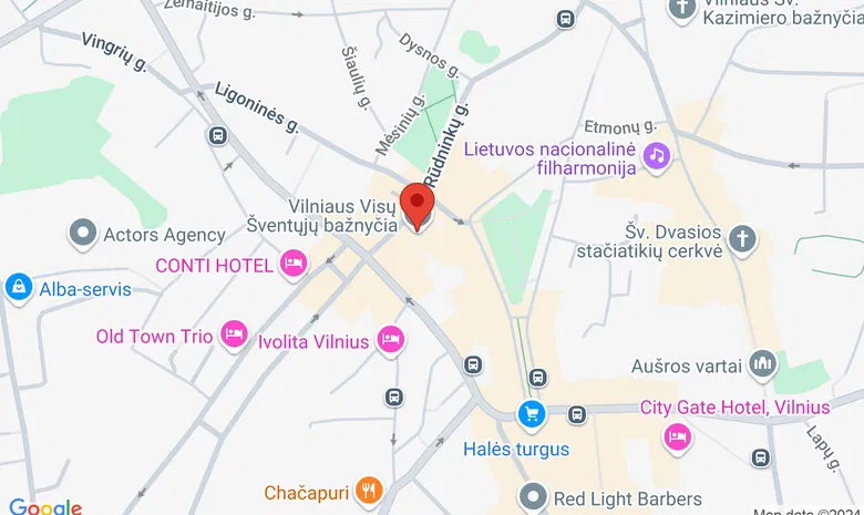 Visų Šventųjų bažnyčia žemėlapis