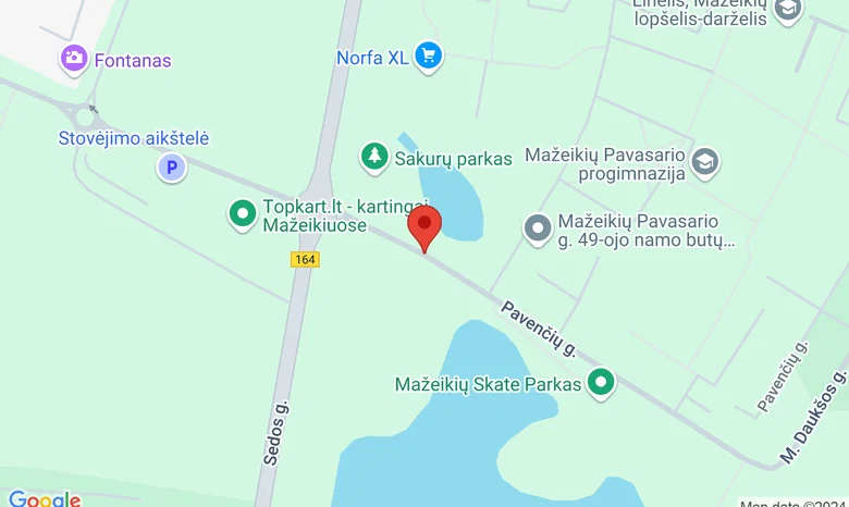 Mažeikių Pavenčių paplūdimys žemėlapis