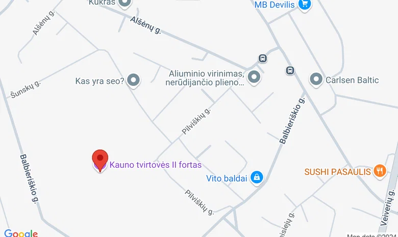 Kauno tirtovės II fortas žemėlapis