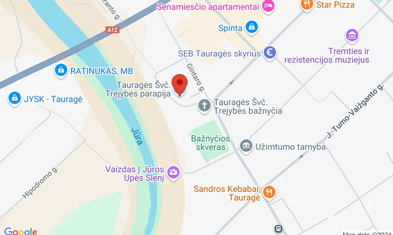Tauragės Švenčiausiosios Trejybės bažnyčia žemėlapis