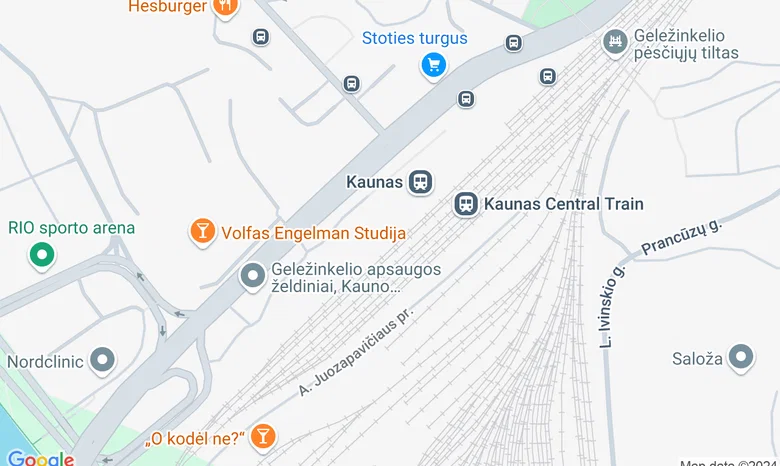 Požeminė perėja prie Kauno geležinkelio stoties žemėlapis