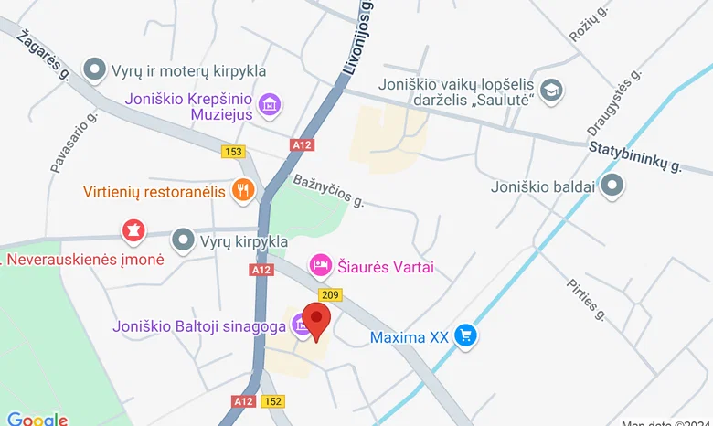 Joniškio baltoji sinagoga žemėlapis