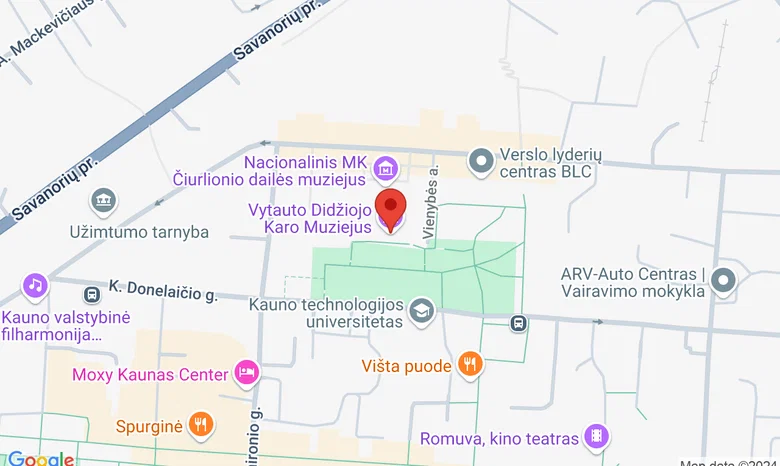 Karo muziejaus sodelis K. Donelaičio g. 64 Kaunas žemėlapis