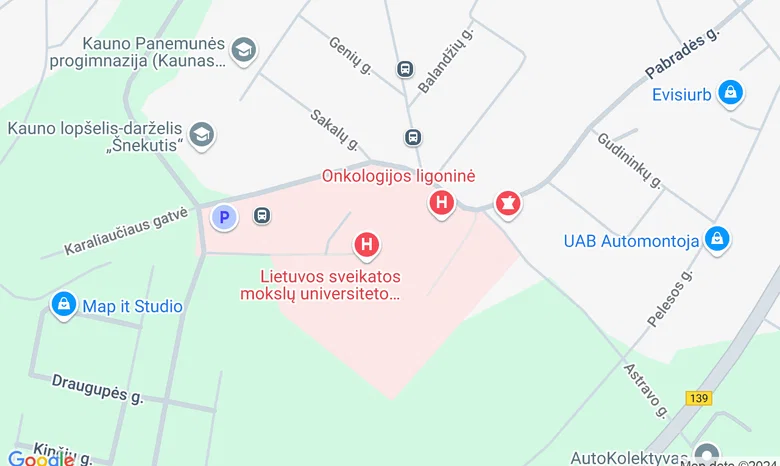 Kauno klinikų onkologijos ligoninė žemėlapis