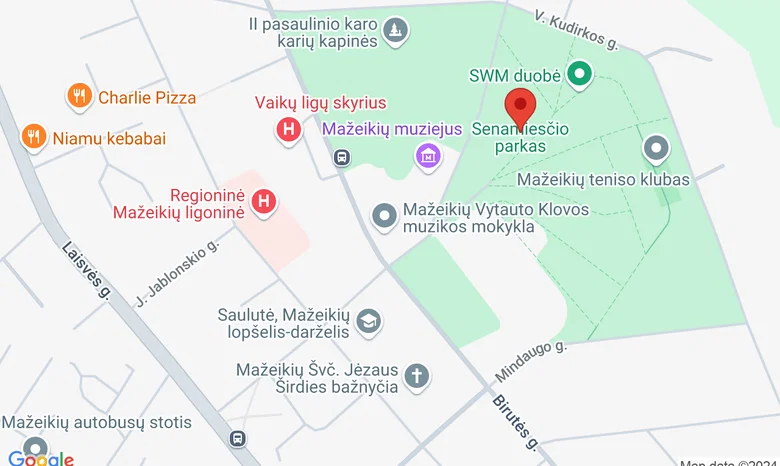 Mažeikių senamiesčio parkas žemėlapis