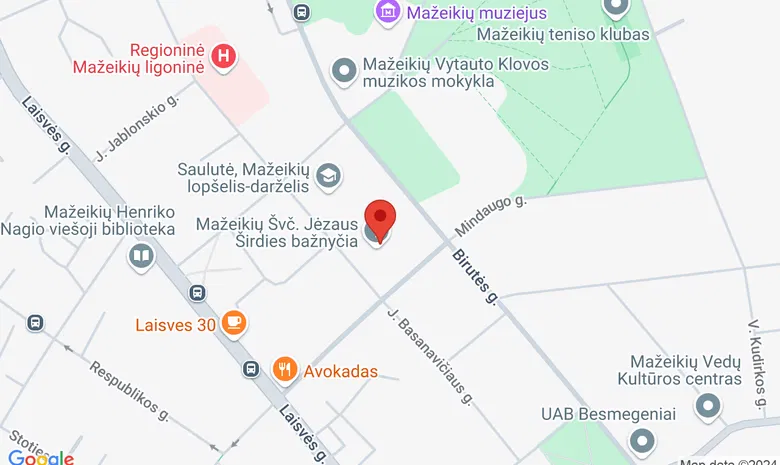 Mažeikių Švč. Jėzaus Širdies bažnyčia žemėlapis