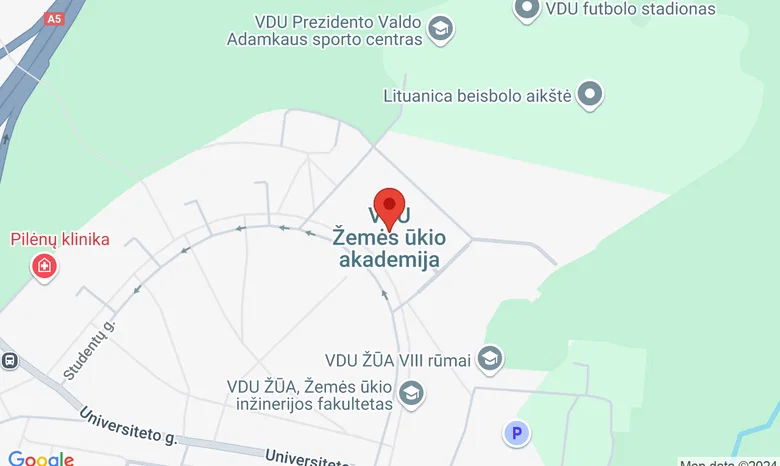 Stovėjimo aikštelė prie VDU ŽŪA centrinių rūmų žemėlapis