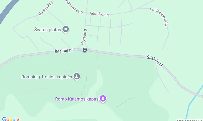 Romainių II-osios kapinės ir Eigulių kapinės žemėlapis