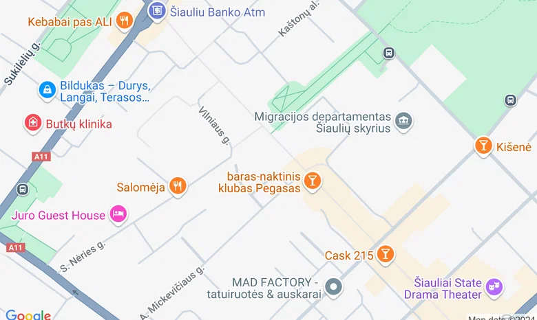 Šiaulių miesto bulvaras žemėlapis