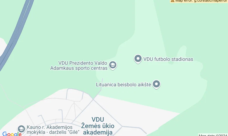 VDU Valdo Adamkaus sporto centro stadionas žemėlapis