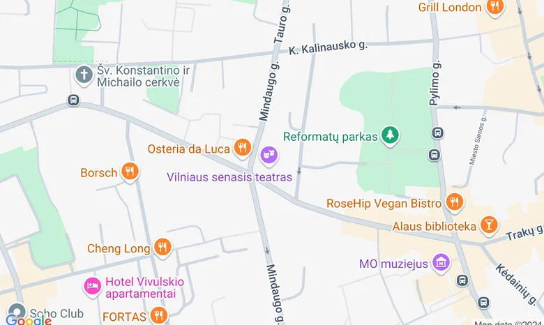 Vilniaus senojo teatro mažoji salė žemėlapis