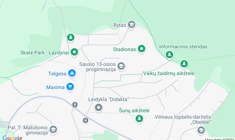 Vilniaus Sausio 13-osios progimnazijos stadionas žemėlapis