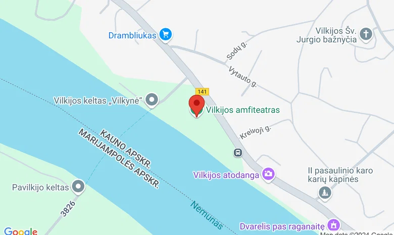Vilkijos amfiteatras, Vilkija, Kauno r. žemėlapis