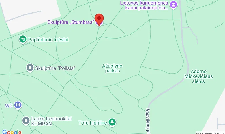 Ąžuolyno parke prie skulptūros „Stumbras“, Kaunas žemėlapis