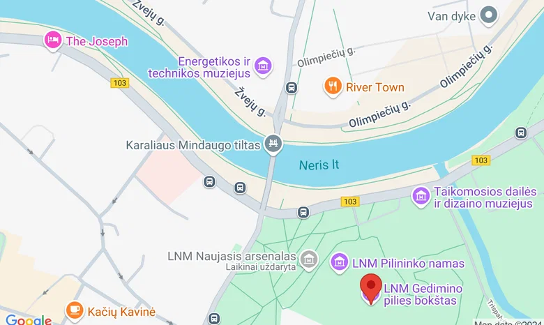 Karaliaus Mindaugo prieplauka, žemiau Gedimino Pilies žemėlapis