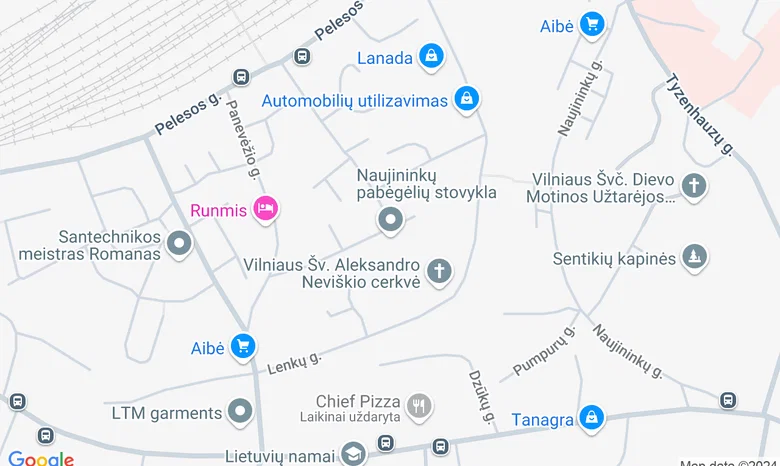 Pabėgėlių priėmimo centras Naujininkuose žemėlapis