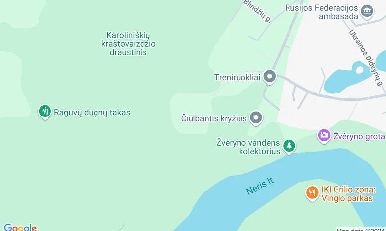 Prie buv.ų Vyriausybės svečių namų Žvėryne žemėlapis