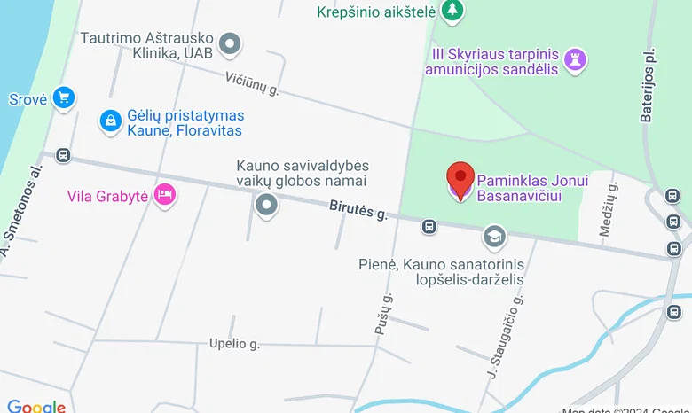 Prie paminklo Jonui Basanavičiui Birutės g. žemėlapis