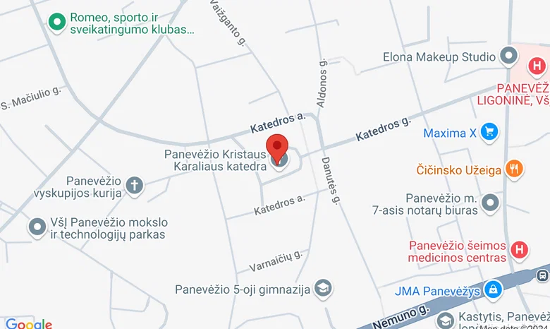 Panevėžio Kritaus Karaliaus katedra žemėlapis