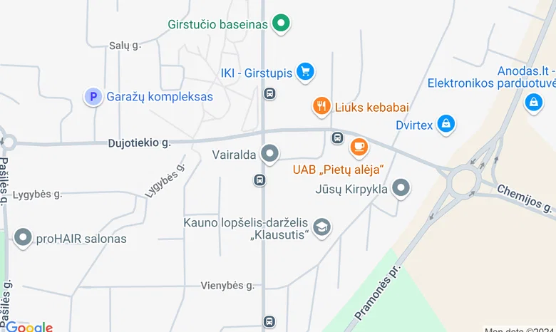 Jogos studija Kaune žemėlapis