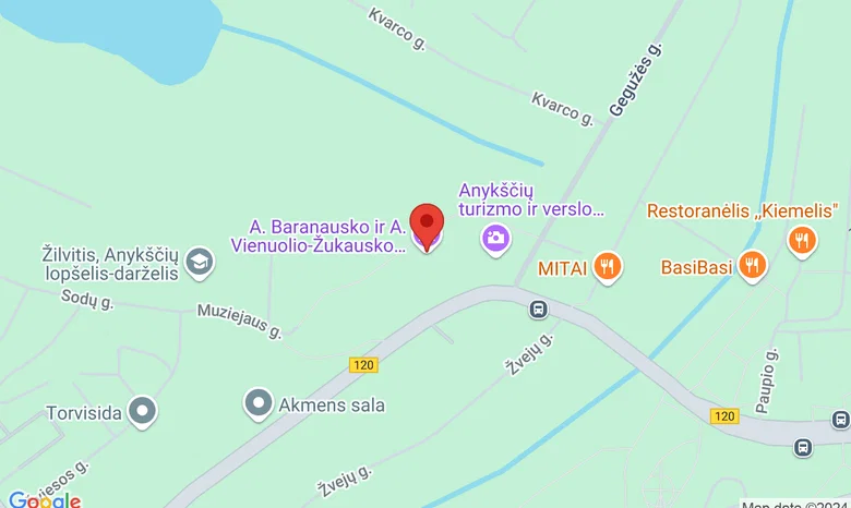 A. Baranausko ir A. Vienuolio-Žukausko memorialinis muziejus žemėlapis