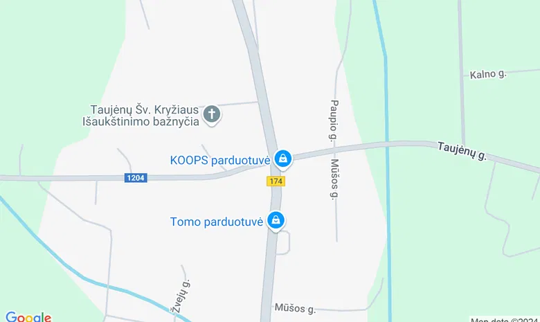 Taujėnų dvaras žemėlapis
