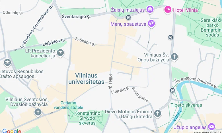 Valdovų rūmų kiemas žemėlapis