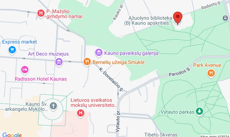 Ąžuolyno bibliotekos Meno ir muzikos skyrius žemėlapis