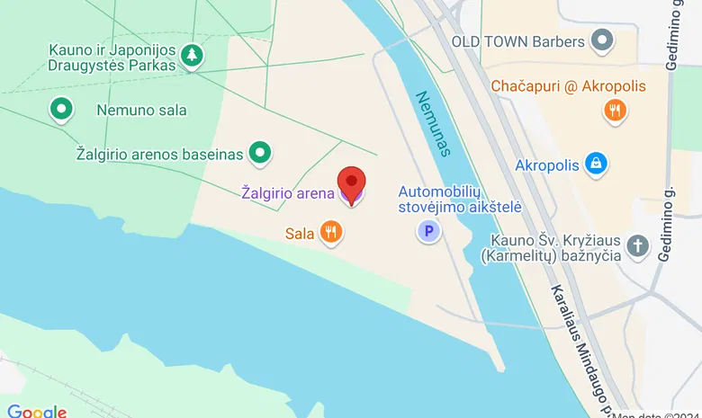 Kauno Žalgirio Arenos parkingas žemėlapis