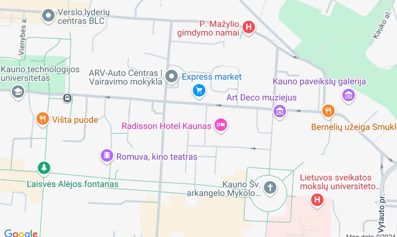 UNITY TM Kaunas žemėlapis